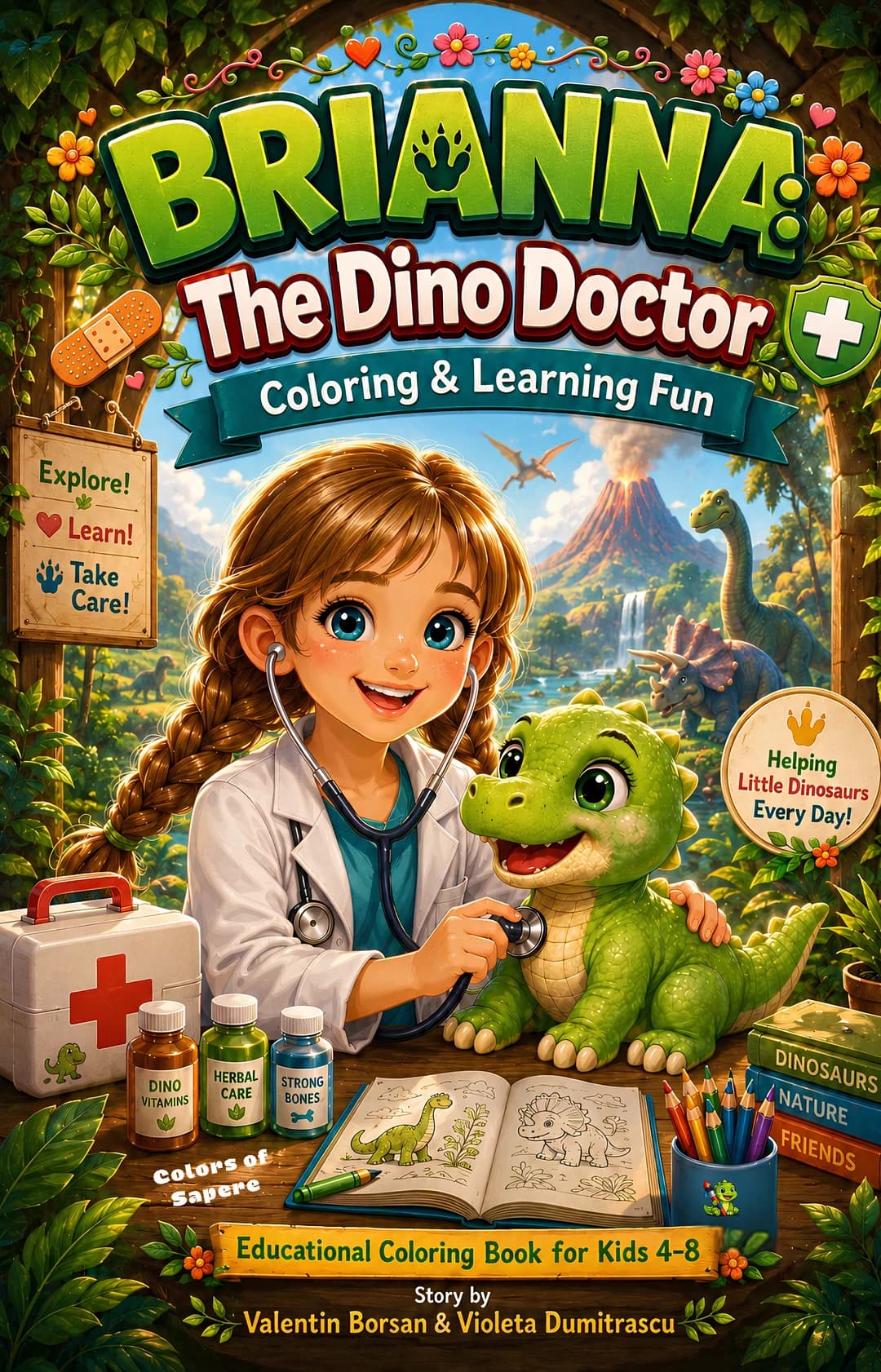 Brianna: Mica Doctoriță a Dinozaurilor — O carte de colorat și activități